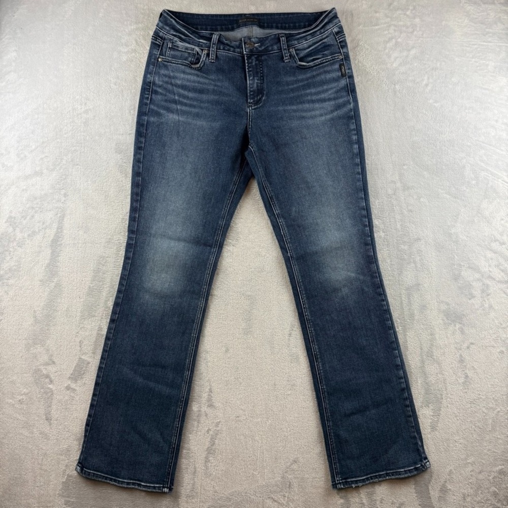 Silver Jeans Womens 31x33 Blue Elyse Slim Bootcut Stretch Dark Wash Denim
